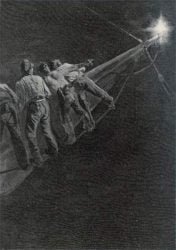 H.Davidson: Sailors in the Rigging Alarmed by the Appearance of St. Elmo's Fire at the Tip of a Spar (siglo XVIII)