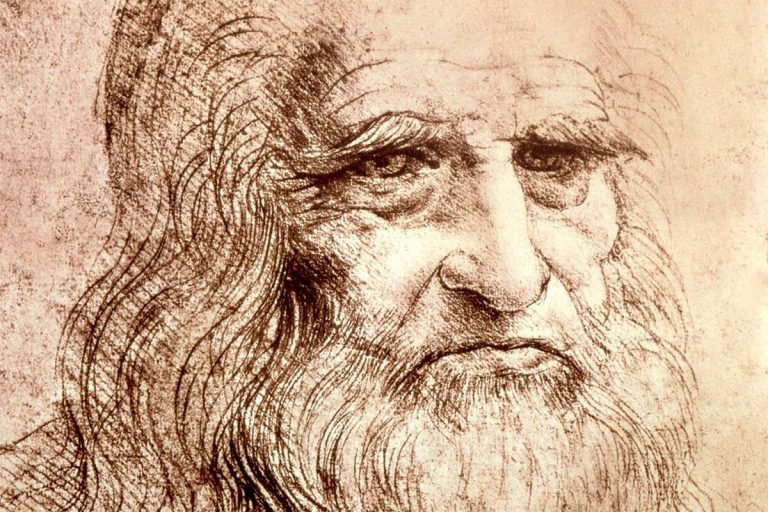 Detalle del autorretrato de Leonardo da Vinci